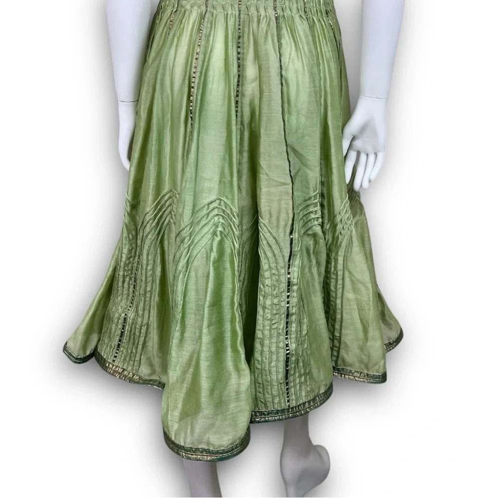 VIRTUES Vintage Empire Waist Metallic Fairy Grunge Circle Skirt Midi Dress Boho - Picture 11 of 15